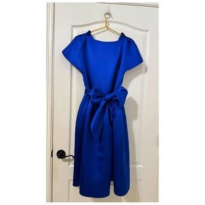 Vintage Giorgio Sant Angelo wrap pleated 80’s dress in royal blue